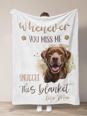 Whenever You Miss Me Brown Dog Throw Blanket - Personalized Style